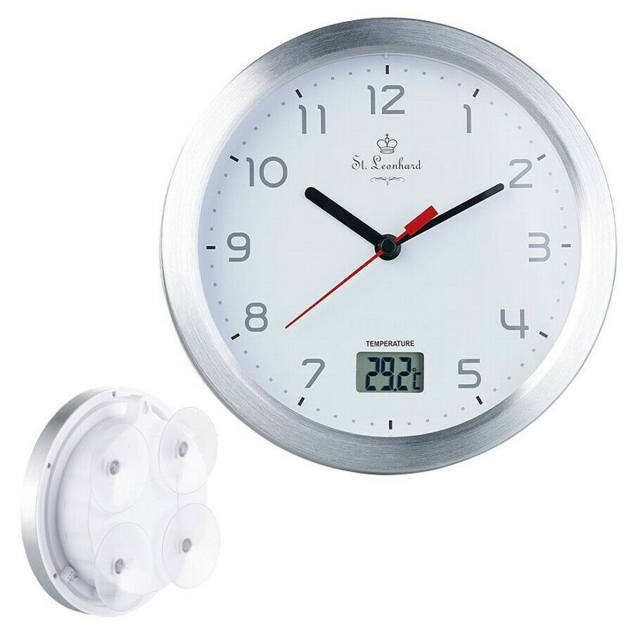 Badezimmer-Wanduhr Mit Thermometer &amp; Saugnäpfen with Wanduhr Badezimmer