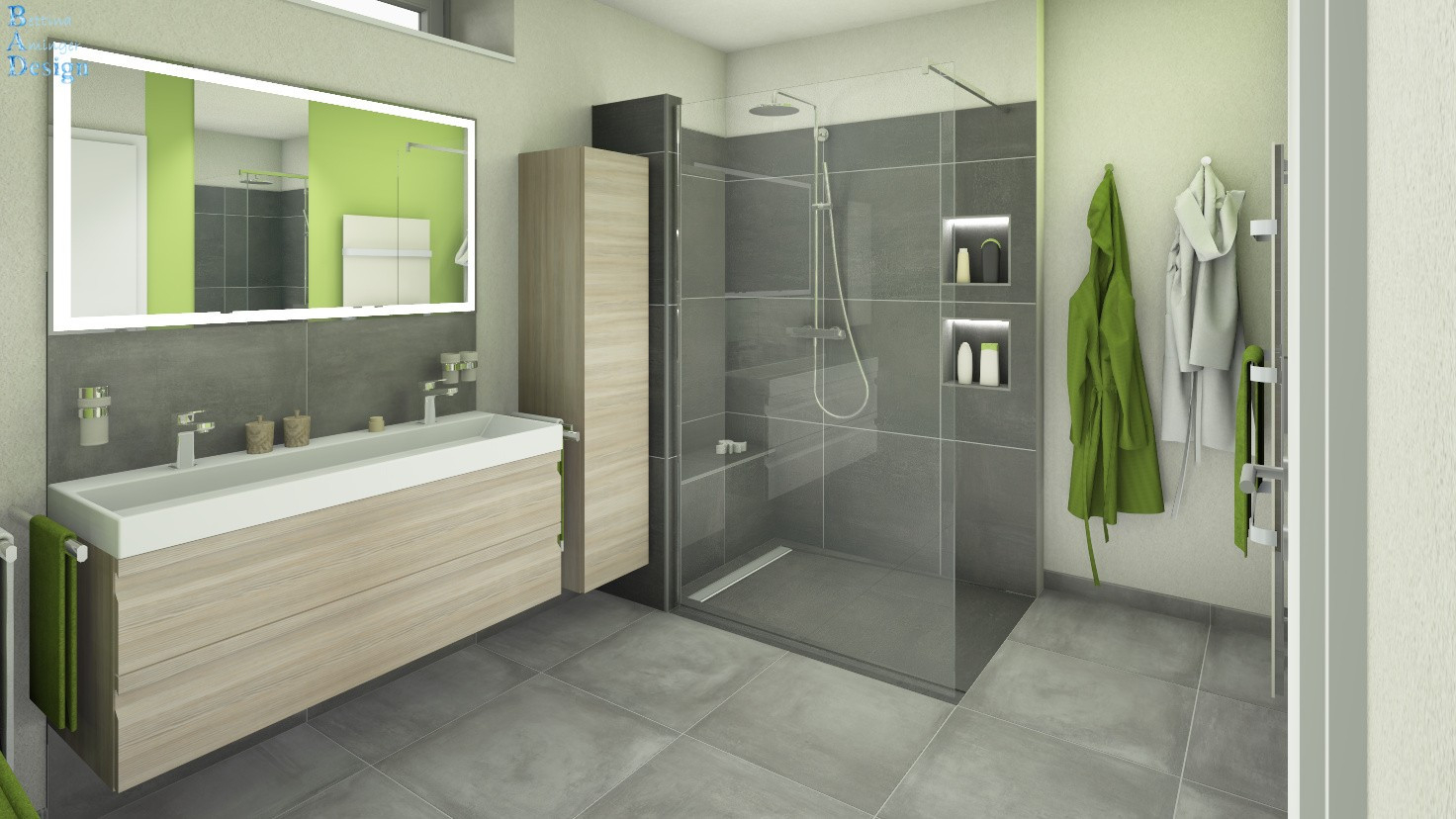 Modernes Bad Mit Dusche In Betonoptik | Bad-Design3D pertaining to Moderne Badezimmer Mit Dusche