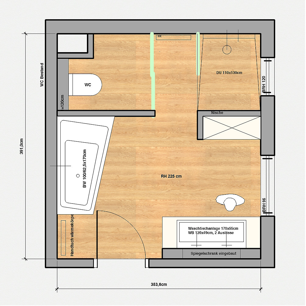 Planen. Badezimmer. Ein Grundriss, Drei Varianten. – T-Raumwerk with Grundriss Badezimmer