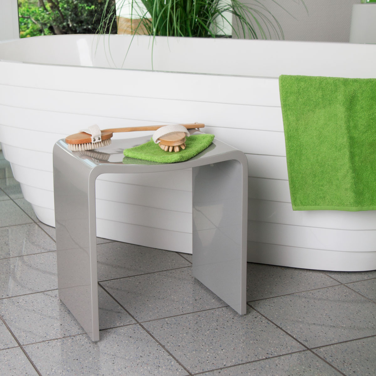 Design Spa Badhocker Aus Mineralguss Modell &quot;Rom&quot; with regard to Stuhl Für Badezimmer