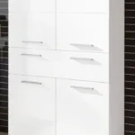 Badschrank Midischrank Weiss Hochglanz Badezimmer Kommode Badmöbel Amanda  73X132 With Badezimmer Kommode Weiß Hochglanz